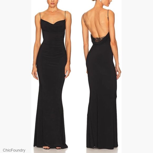 Dresses & Skirts - Backless Lace Formal Maxi Dress Spaghetti Straps Mermaid Evening Gown